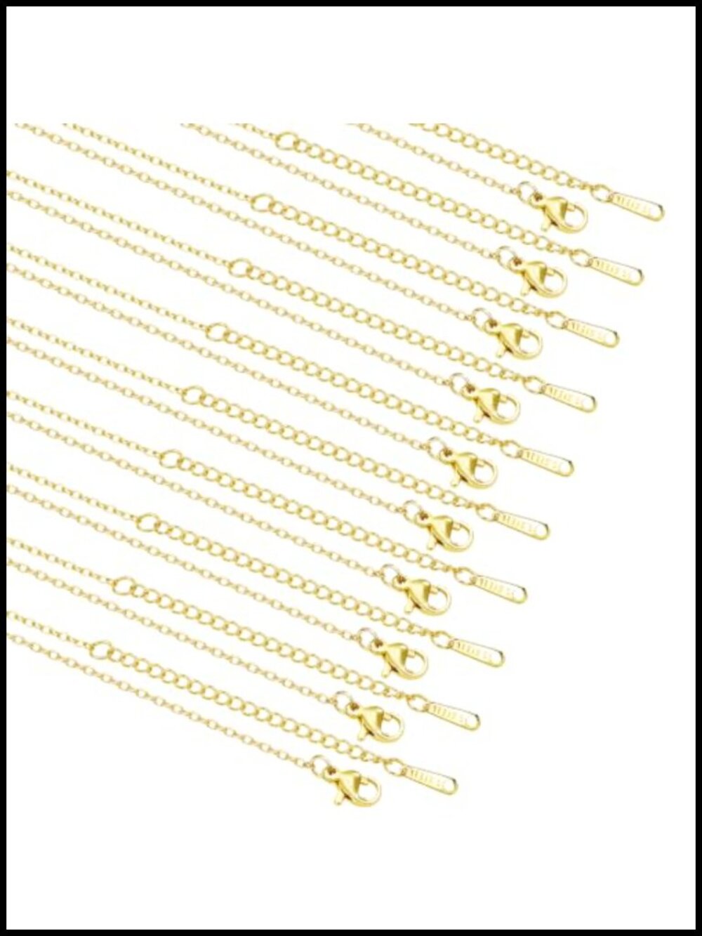 Bulk 20pc 14K Gold Plated Stainless Steel Cable Chain Necklace DIY Supplies